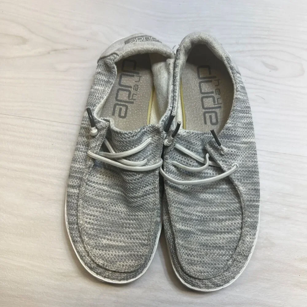 Hey Dude Wendy Sox Slip On Shoes Comfy Glacier‎ Grey Womens Size 7